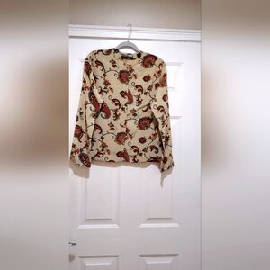 linda allard ellen tracy Silk Blouse Long Sleeve Button Size 6
